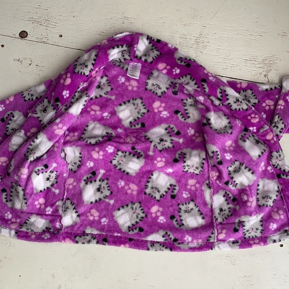 [ Girls Super Soft Purple Cat Belted Bathrobe] 4/5 - Picture 3 of 7